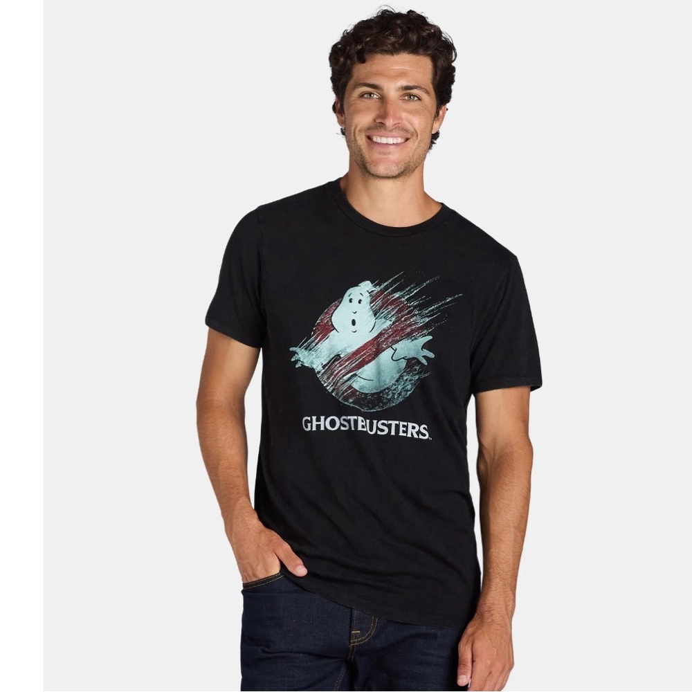 Ghostbusters Men's and Big Men's Frozen Ghost Graphic Tee with VHS Box Package,